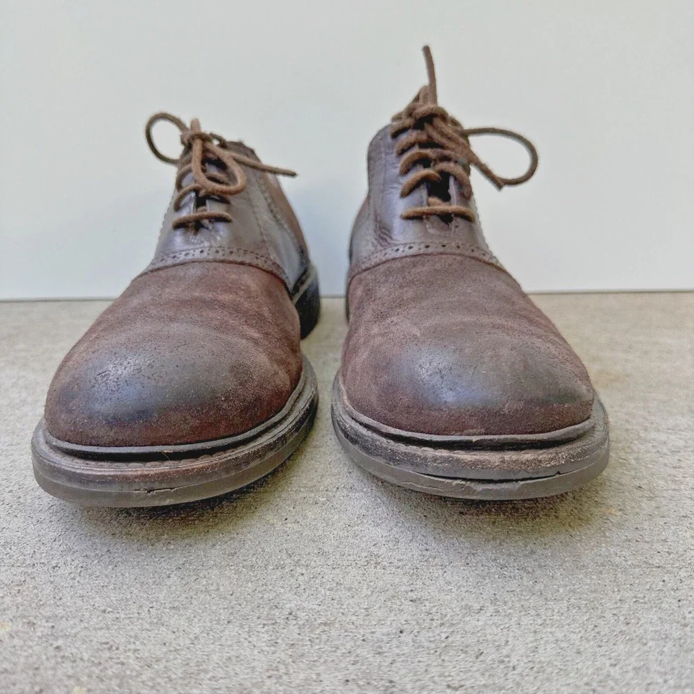 Frye Saddle Oxford Shoes Brown Suede Leather 84100 Casual Lace Up Mens Size 13D